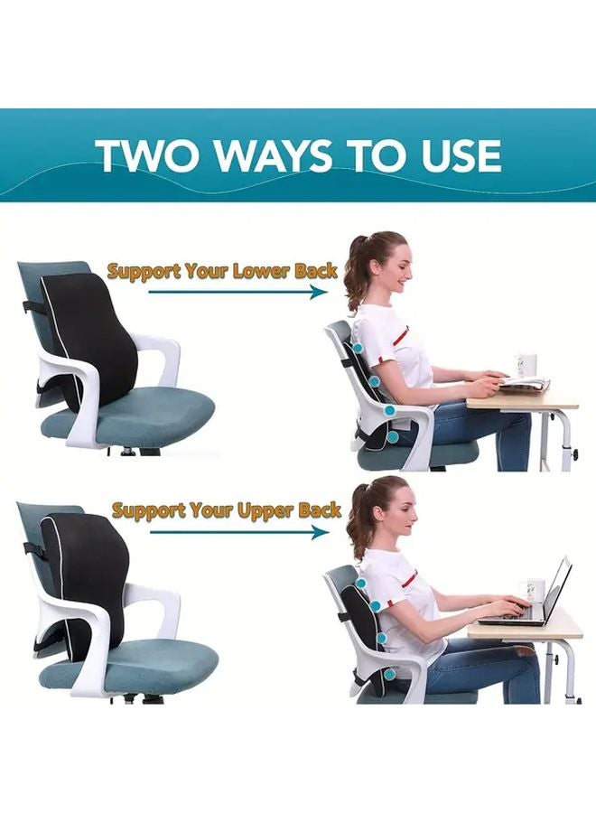 Black Memory Foam Lumbar Support Pillow Ergonomic for Office Car Gaming Chair Back Pain Relief - Image 4